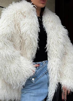 Шуба еко лама біла