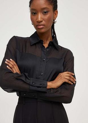 Чорна напівпрозора сорочка блуза