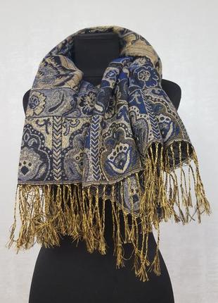 Розкішний шарф з пашміни з люрексом4 фото