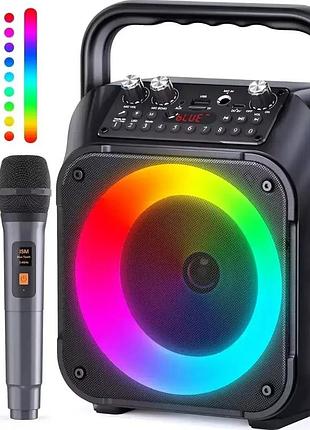 Караоке-машина k9-m з двома бездротовими мікрофонами led підсвічування чорне 29х17,7 см