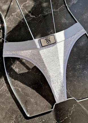 Стринги серые с камушками от бренда victoria’s secret 🇺🇸 оригинал. medium heather grey