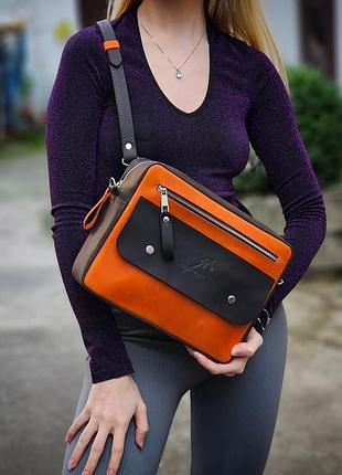 Кросбоди из натуральной кожи mb_027_1_brown_orange