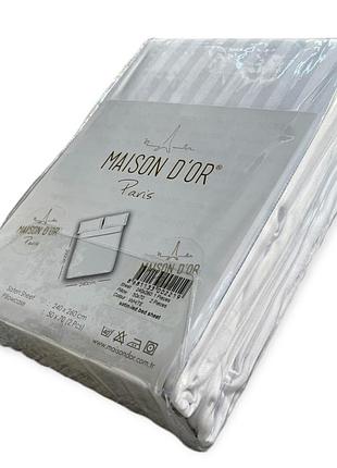 Сатинове простирадло maison d'or white 240*260+хвилі 2-50*70
