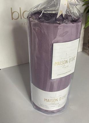 Простынь сатиновая maison d'or lilac на резинке 180*200+наволочки 2-50*70