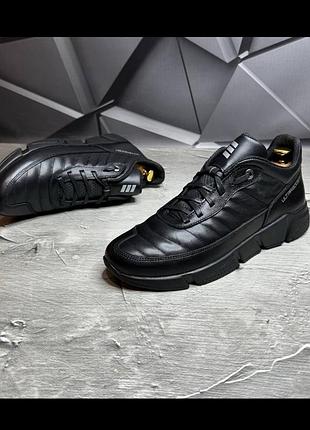 Кроссовки мужские натуральная кожа черные, кожаные кроссовки 146