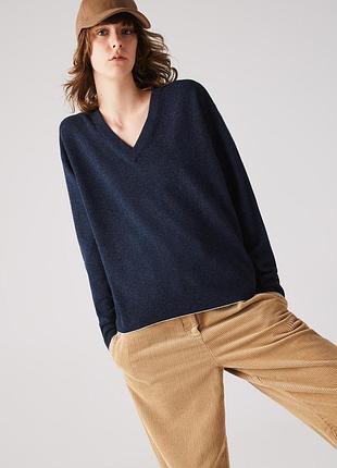 Шикарний вовняний джемпер, светр з v-подібним вирізом lacoste, оригінал 100% вовна