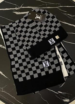 Комплект унісекс шапка та шарф у стилі louis vuitton