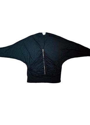 Черная блузка топ с рукавами «летучая мышь» с молнией