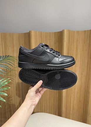 👟 кросівки nike sb dunk low total black leather   / наложка bs👟