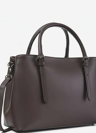 Шоколадная сумка кожаная италия большая вместительная тоут
