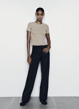 Кроп топ футболка  бавовняна бежева кофейна під горло zara s