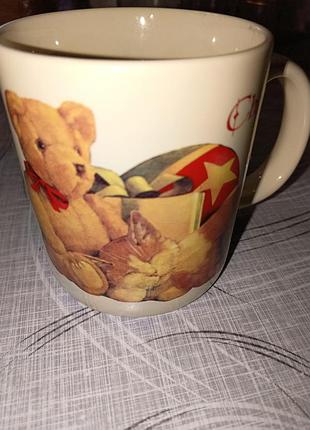 Кавова кружка vtg american greetings ведмедик/кіт/іграшки "різдво є любов
