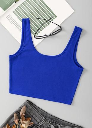 Топ на бретелях електрик в рубчик xs fb sister