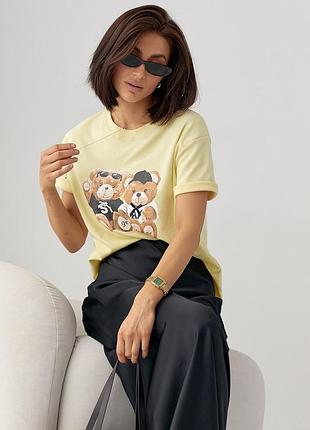 Хлопковая футболка с мишками мод 7878
