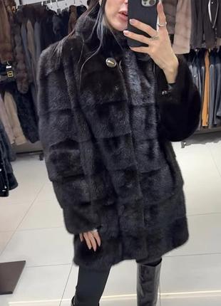 Шуба норка. шоколадный цвет