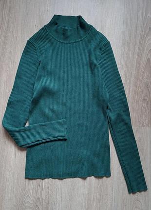 Зелений гольф лонг в рубчик