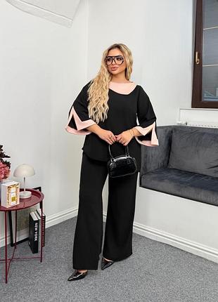 Жіночий класичний стильний костюм | вільного крою | кофта оверсайз та брюки | 206