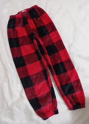 Брюки теплые красные в клетку 9р.