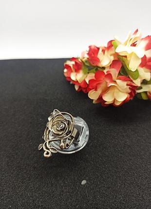 Кольцо роза серебро