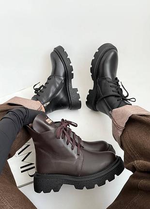 Трендовые женские ботинки натуральная кожа натуральная шерсть