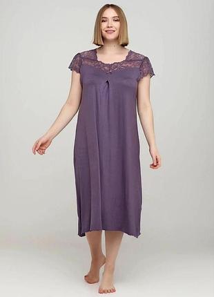 Нічна сорочка з мереживом віскоза 13239