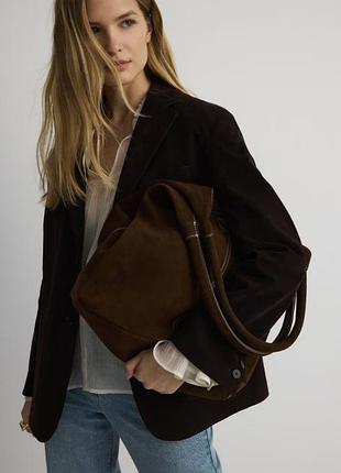 Сумка коричнева з натуральної шкіри замші
