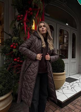 Зимове жіноче пальто - куртка на теплій підкладці з пояском/чорний,коричневий,графітовий кольори/38-52 розміри.