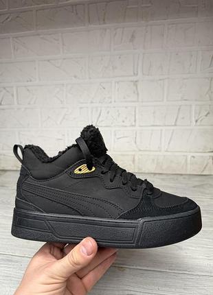 Женские черные зимние кроссовки puma skye demi teddy ws.