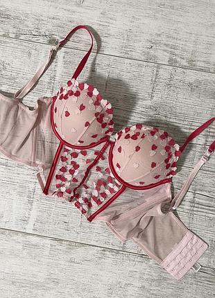 Бюстгальтер корсетний принт серце