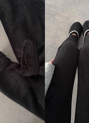 Жіночі дуже теплі лосіни | велюровий рубчик на флісі | 1075