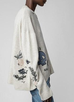 Эффектный кашемировый брендовый свитер французский бренд zadig & voltaire оригинал кашемир 100% оверсайз размер s,м