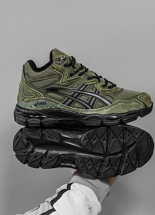 Чоловічі зимові кросівки високі шкіряні водонепроникні з хутром asics gel-nyc