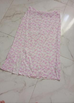 Меди юбка primark с разрезом, цветочный принт