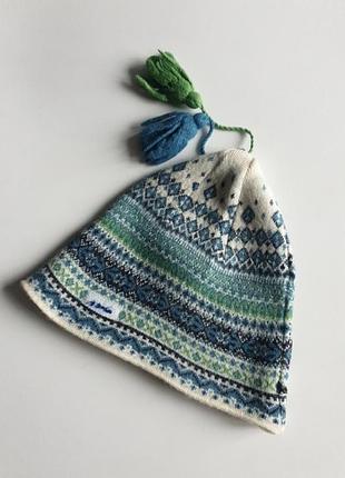 Шапка спортивная kama голубая белая узор р.s-м