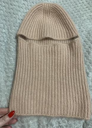 Капор, балаклава теплая розовая