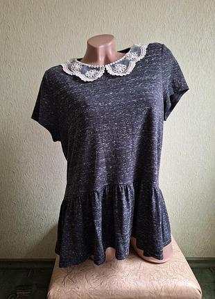 Теплая футболка. туника. топ с баской.