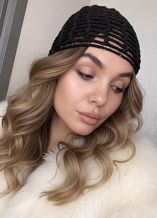 Вʼязана шапка крокше, шапка сіткою hand made