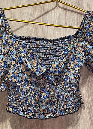 Топ shein в цветы с объемными рукавами,cottagecore