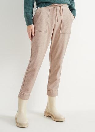 💋 теплые бежевые укороченные женские брюки | c&amp;a