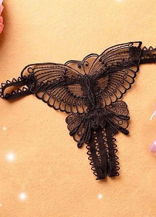 Стрінги метелик - чорний - xs/s/m - еротична білизна
