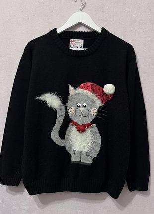 Жіночий різдвяний светр джемпер з котиком