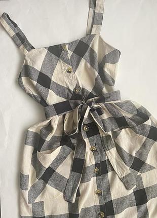 Льон віскоза сарафан в клітинку