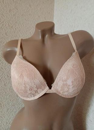 Нежный персиковый бюстгалтер кружево 75d, 80с. бюстгалтер для девушки 5266