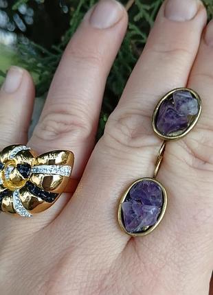 Сережки аметист крихта камінь, ідеальний стан