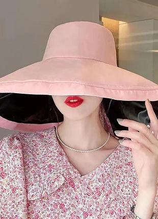 Шляпа-панама с широкими загнутыми полями upf50+ на обхват головы 54-58 см розовая