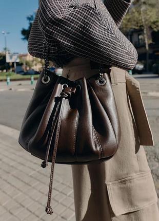 Сумка мішок коричнева zara new