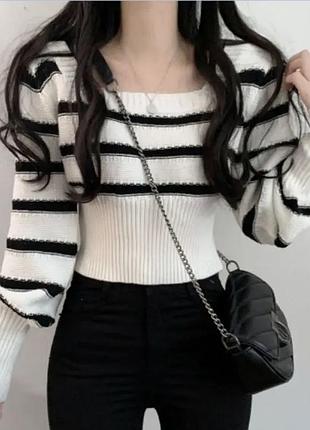 Светр светрик пуловерів джемпер кофта кофтинка в смужку тренд база