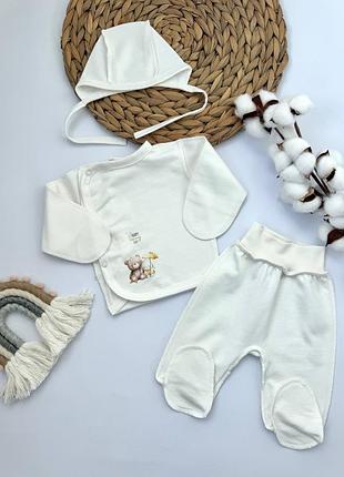 Теплий набір для новонародженого льоля повзунки чепчик на завʼязках