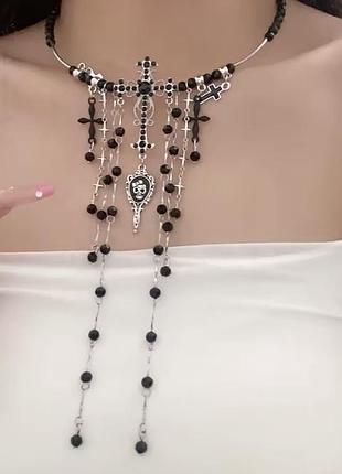 Чокер кольє з хрестами готика гранж alt style