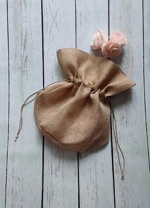 Мешочек из мешковины подарочный, подарочный мешок джутовый с завязками, мешок из мешковины большой